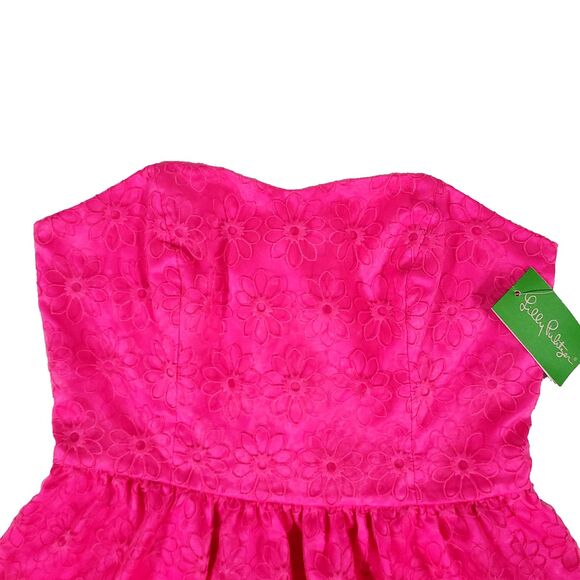 lilly pulitzer Payton floral organza Dress 8 NWT Pop Pink Strapless sweetheart - Picture 9 of 16